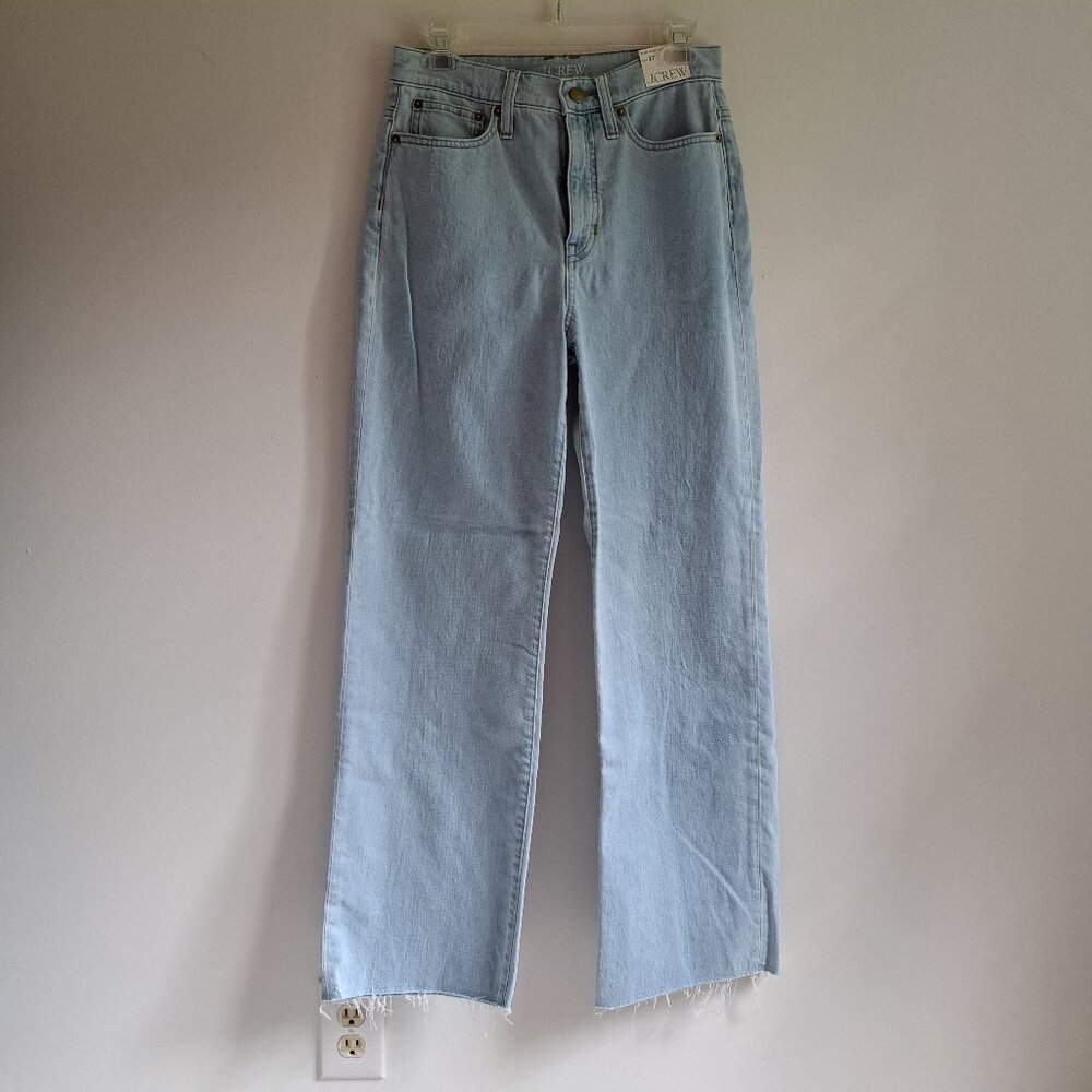 nwt JCrew 27 Slim Wide Leg crop High Rise jeans light blue raw hem denim